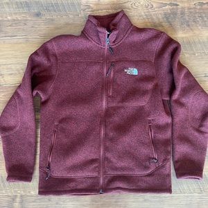The North Face Men’s Red full zip up fleece jacket. Size Large